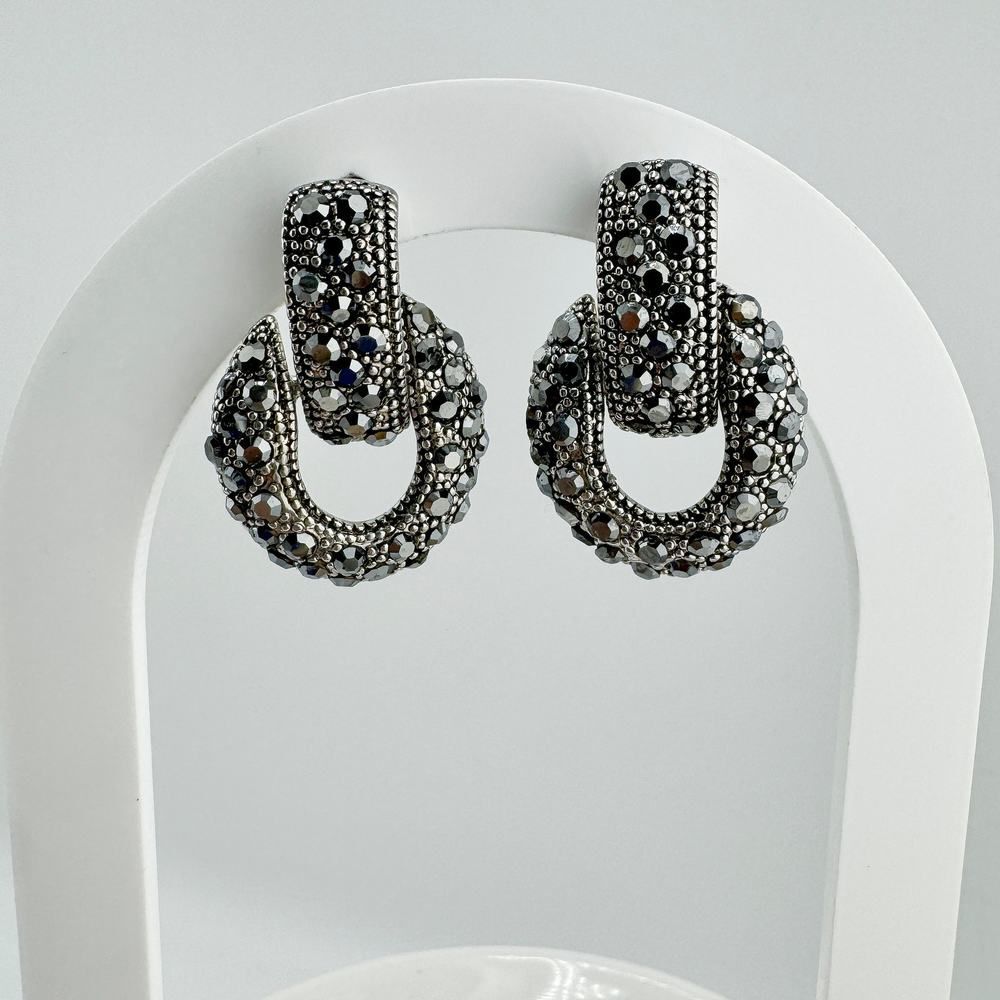 Vintage Marcasite Dangle Drop Earrings Gatsby Glam Art Deco Elegance Retro